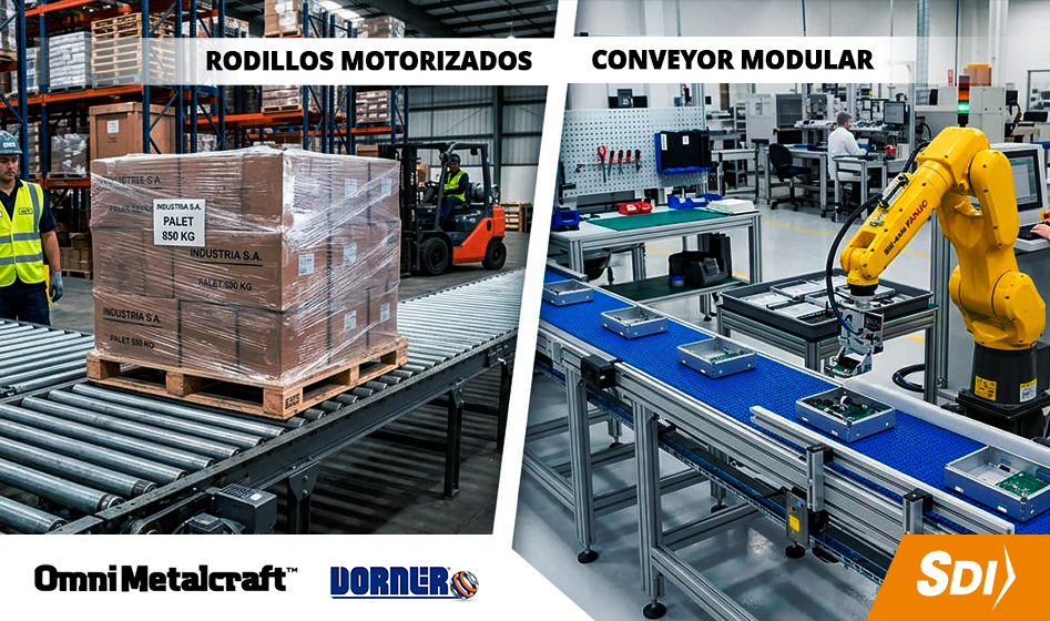 Conveyors de rodillos industriales y modulares