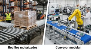 comparativo conveyor rodillos industriales vs modular seleccion tecnica manufactura sdi