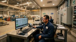 sistema de monitoreo industrial integrado manufactura PLC visualización en planta