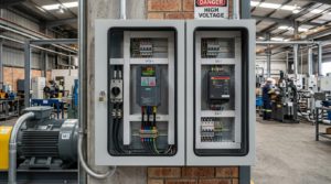 variador de frecuencia industrial y arrancador suave en tablero de control industrial sdi 