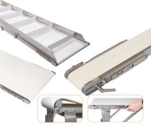 AquaGard LP cola abatible tip-up tail limpieza banda conveyor sanitario acceso interior