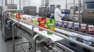Conveyor según tu industria: cómo elegir el sistema correcto en logística, manufactura y alimentos 6 conveyor alimentos acumulación pouches flowpacks cups sellados línea producción higiene
