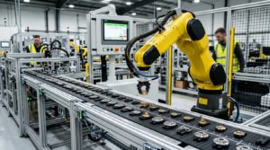 Conveyor según tu industria: cómo elegir el sistema correcto en logística, manufactura y alimentos 5 conveyor precision indexacion manufactura automatizada pick and place robot ensamble