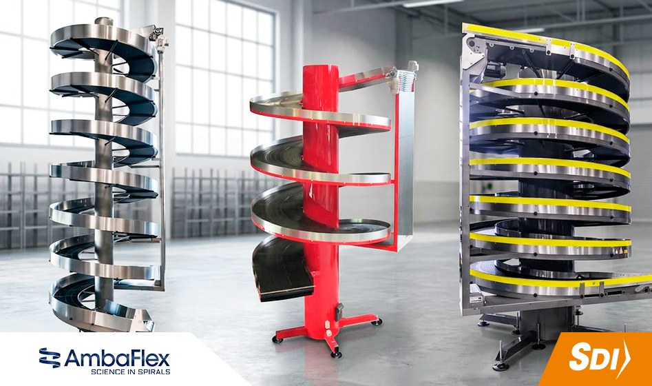 SpiralVeyor Ambaflex el conveyor que sube, baja y conecta tu producción sin ocupar el piso sdi